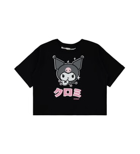 Kuromi 10-13 Yaş Tişört - Siyah