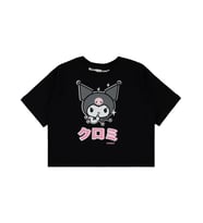 Kuromi 10-13 Yaş Tişört - Siyah