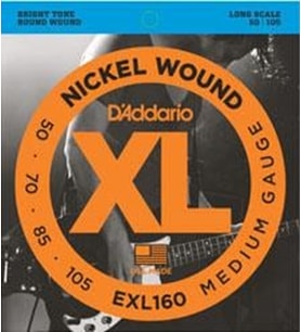D'addario Exl160 Xl Nickel Wound Bas Gitar Tel Seti - 50-105 Medium (profesyonel) Long Scale (uzun Ölçek), Güçlü Alt Frekanslar, Yüksek Ses Hacmi Ve Parlak Karakter