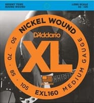 D'addario Exl160 Xl Nickel Wound Bas Gitar Tel Seti - 50-105 Medium (profesyonel) Long Scale (uzun Ölçek), Güçlü Alt Frekanslar, Yüksek Ses Hacmi Ve Parlak Karakter