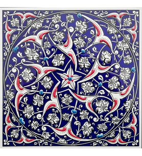 Armada Çini 20x20 Cm ED 322 İznik Rumi Desenli Kütahya Çini Karo