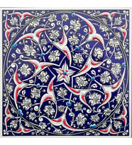 Armada Çini 20x20 Cm ED 322 İznik Rumi Desenli Kütahya Çini Karo
