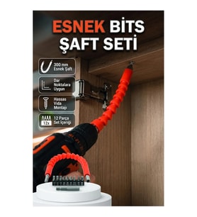 12 Parça 300 mm Esnek Şaftlı Bits Uç ve Tornavida Seti