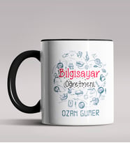 Kişiye Özel Bilgisayar Öğretmeni Tasarımlı Siyah Renk Kupa 2 (Siyah)