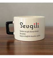Sevgili Baskılı Siyah Kulplu C Fincan