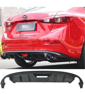 Mazda 3 Difüzör Parlak Siyah Plastik Çift Çıkış 2014-2019 Arka-difizör-bodykit-ek-karlık
