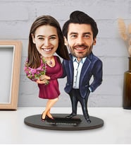 Sevgililer Gününe Özel Musmutlu Çift Tasarımlı Kişiye Özel Karikatür Biblo