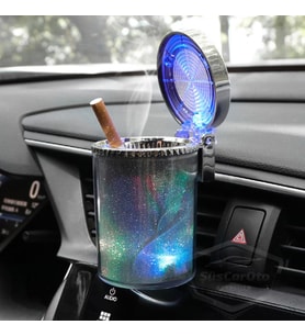 Üniversal 7 Renkli RGB Led Işıklı Lüx Oto Küllük Kapaklı Spor Araç İçi Küllük Araba Küllüğü
