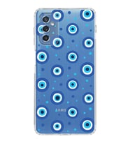 PrintiFy Samsung Galaxy M52 ile Uyumlu Nazar Boncuğu 1 Baskılı Kamera Korumalı Şeffaf Silikon Kılıf