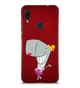Xiaomi Redmi Note 7 Pro Soft Premier Kapak Pearl Yengeç Tasarımlı Silikon Kılıf - Mürdüm (Şeffaf)