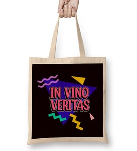In Vino Veritas Wine Lover Latin Language Phrase Drinking Bez Çanta Uzun Saplı