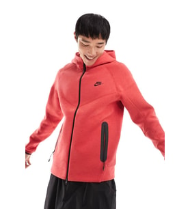 Nike Tech Fleece Full Zip Windrunner Hoodie Kapüşonlu Unisex Sweatshirt Kırmızı