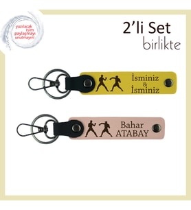Hızlı ve Net Darbelerle Vuranlara, Kombinasyon Temalı, İsim Yazılı Anahtarlık, Sarı-Yavru Ağzı