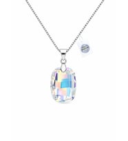 925 Ayar Swarovski Taşlı Mystic Shine 19mm Crystal Kadın Gümüş Kolye