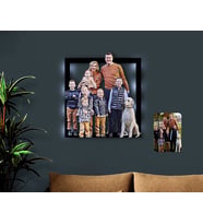 BK Gift Kişiye Özel Tam Boy Aile Karikatürlü 3D Led Işıklı Ahşap Tablo-3