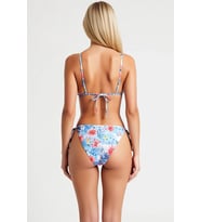 Kadın Bikini Takımı Çiçek Desenli Üçgen Kesim Kapsız Üst Normal Bel Bağlamalı Slip Alt Örme Kumaş
