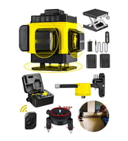 Pro Alman Kaucuk 360° 12 Köşe Otomatik Hizalamalı Çizgili Lazer Metre  .