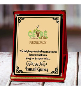 Çevre Mühendisi Baskılı Plaket (2. Tasarım)  Kişiye Özel (Kırmızı)