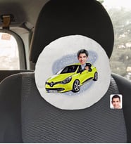 BK Gift Kişiye Özel Plakalı Erkek Renault Megane Karikatürlü Yuvarlak Araç Koltuk Yastığı-2