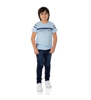 Toontoy  Erkek Çocuk T-Shirt Ön Ve Kol Baskı (Mavi)
