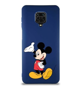 Xiaomi Redmi Note 9 Pro Soft Premier Kapak Mickey Mouse-C Tasarımlı Silikon Kılıf - Lacivert (Şeffaf)