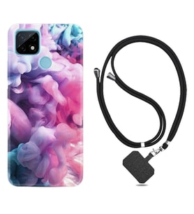 Realme C11 C21 C21Y C25Y C11 2021 Kılıf Boyun Askılı Silikon Pink Cloud 1305