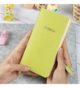 9x18 cm Fıstık Yeşil Yumuşak Vegan Deri Kapak Kareli Tarihsiz Not Okul Defteri (Fistik Yeşil)