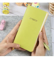 9x18 cm Fıstık Yeşil Yumuşak Vegan Deri Kapak Kareli Tarihsiz Not Okul Defteri (Fistik Yeşil)