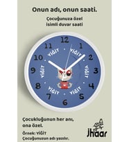 İsme Özel Korsan Kedi Çizimli Çocuk Odası Duvar Saati Orta Boy 30 cm Beyaz Camlı Sessiz