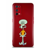 Realme 7 Pro Soft Premier Kapak Squidward Dokunaç Tasarımlı Silikon Kılıf - Mürdüm (Şeffaf)