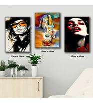 kadın fotoğrafı artistlik vücud pozu tablosu 3 adet 35cmx50cm kumaş baskılı canvas tablo