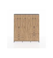 Arges Gardrop 11 Raflı 4 Çekmeceli 2 Askılı 220x30x243 Antrasit-Çam
