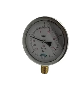 Manometre Gliserinli Alttan Çıkışlı Q100 - 0 - 1 + 3 Bar 1/2