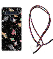 TCL 10L 10 Plus 10SE 20E 20SE 30 L7 Kılıf Boyun Asklı Rasta Silikon Planet Animals 1771