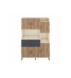 Hyperion Dolap 9 Raflı 2 Çekmeceli 6 Kapaklı 132x44x195 Aytaşı-Çam/Antrasit