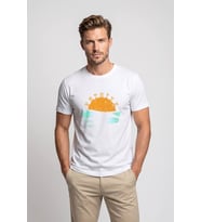 Erkek Bisiklet Yaka %100 Pamuk Fethiye Baskılı Kısa Kollu T-shirt