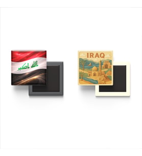 Buzdolap Magnetleri - Irak Bayrağı ve Paper Cut Tema - 2'li Set Magneti