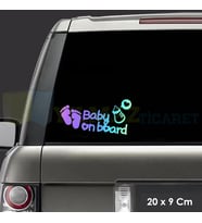 Bebek Ayak İzi Biberon Arabada Bebek Var Hologram Oto Sticker Etiket Çıkartma Yapıştırma 20 x 9 Cm