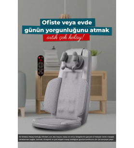 Masaj Koltuğu Minderi Isıtmalı, Titreşimli, Sırt, Bel Ve Omuz Ofis Masaj Cihazı Ovma Yoğurma (Gri)