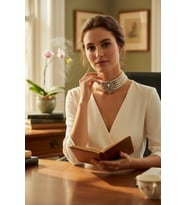 Zirkon Taşlı Choker Tasma Inci Kolye