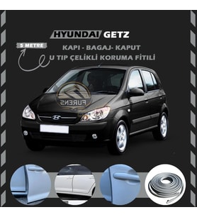 Hyundai Getz Oto Araç Kapı Koruma Fitili 5metre Parlak Gri Renk