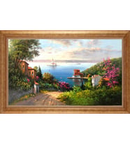 Çerçeveli Paspartulu Manzara Tablo bm1085 (Gold)