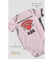 Anne Babanın Yeni Wifi Şifresi Aşk Baskılı Bebek Zıbını – Çıtçıtlı Body 8 Renk  %100 Pamuk Kısa Kol (Bebek Pembesi)