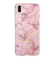 Huawei P20 Uyumlu Kapak Floral Pudra Tasarımlı Şeffaf Silikon Kılıf