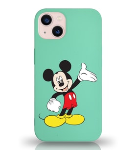 Apple iPhone 13 Mini  Lansman Kılıf Mickey Mouse Tasarımlı Altı Kapalı İçi Kadife Kaplı  Kapak (Şeffaf)