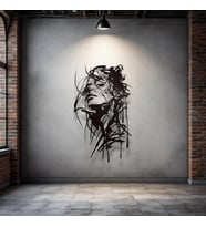 Modern Kadın Silüeti Metal Duvar Dekoru – Minimalist Çizgi Sanatı (Siyah)