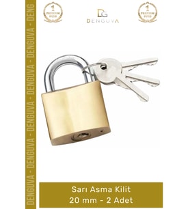 #AsmaKilit Pirinç Gövde Yüksek Güvenlikli Dayanıklı Çelik Kanca Küçük Boyut Sarı Asma Kilit 20 mm -