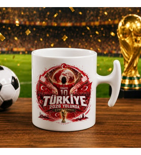 BK Gift Türkiye Taraftar Temalı Dünya Futbol Kupası Tasarımlı Hammer Kupa Bardak-6 Tek Yürek Milli Takım Ruhu