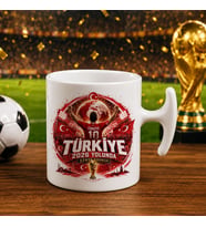 BK Gift Türkiye Taraftar Temalı Dünya Futbol Kupası Tasarımlı Hammer Kupa Bardak-6 Tek Yürek Milli Takım Ruhu
