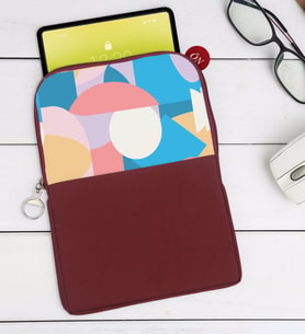BK Gift Modern Art Tasarımlı Taşınabilir Koruyucu Tablet Kılıfı & Organizer Çanta - Bordo-1